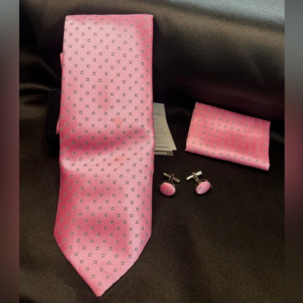 Pink Patterned Tie Set - Picture 1 of 3